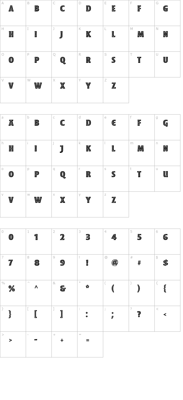 Moonglow-BoldCond character map