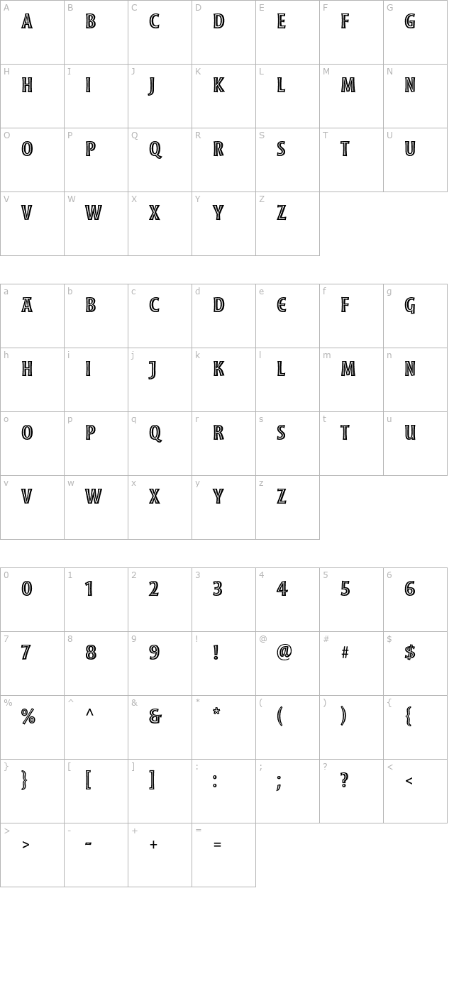 moonglow-semiboldcond character map