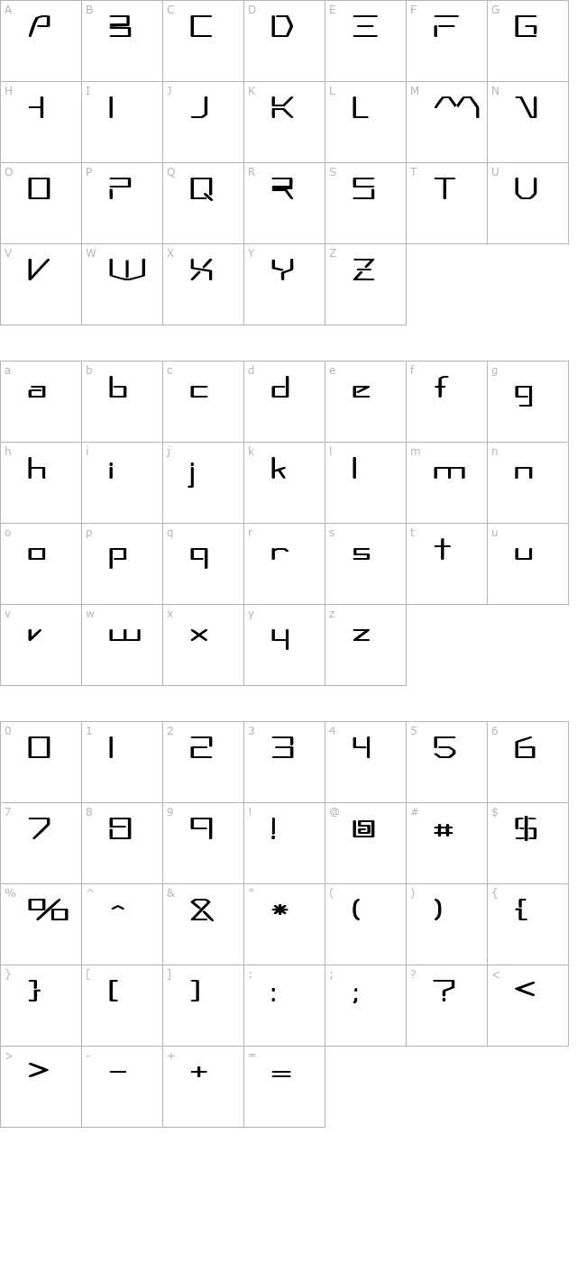 MoonwalkerExtended character map