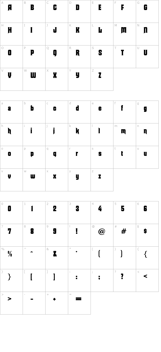 Moorgate-Regular character map