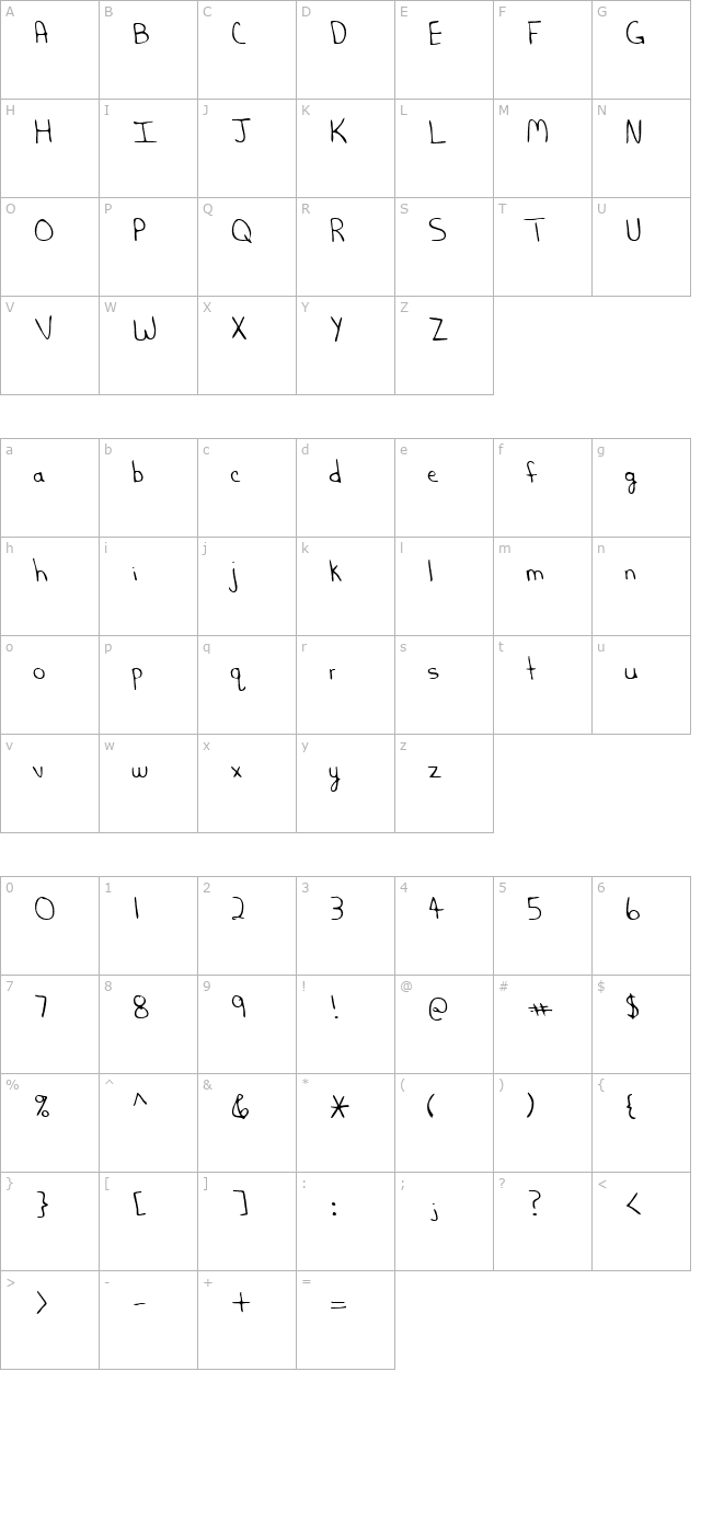 morganshand-regular character map