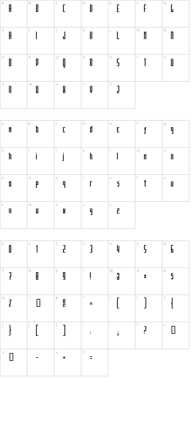 mosaicotall-tall character map