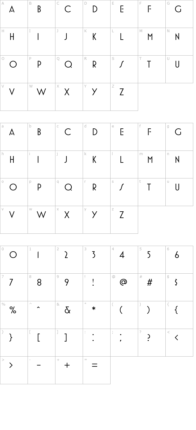 MostraTwo character map