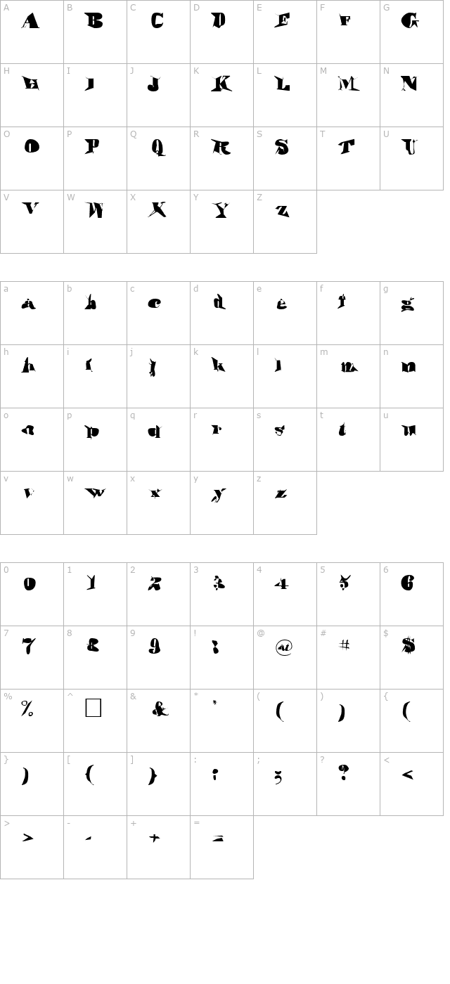 Motha Regular character map