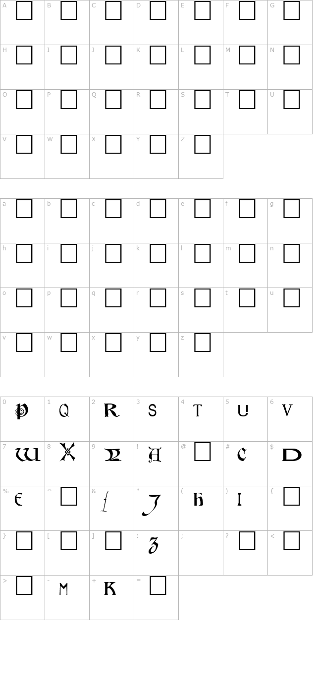 motley-regular character map