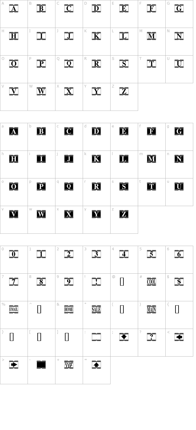 Movie Times character map