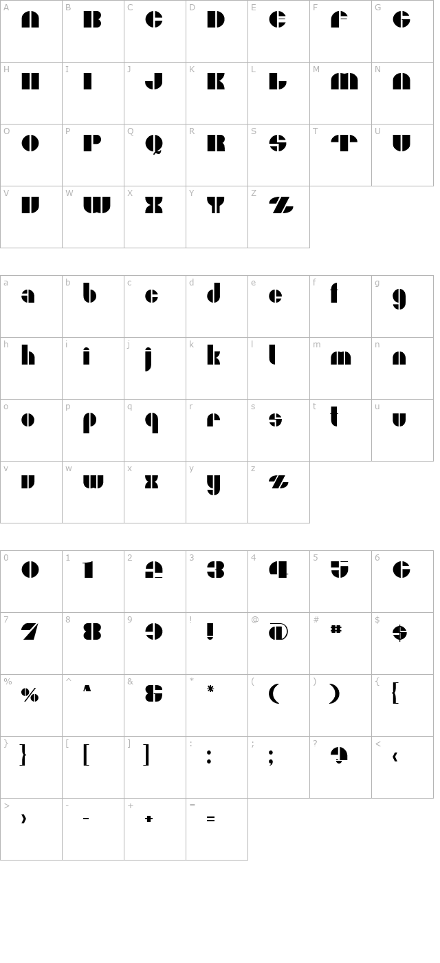 Moxie S character map