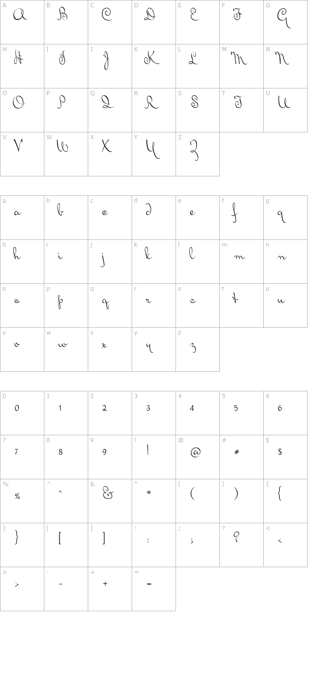 MrsVonEckley-Regular character map