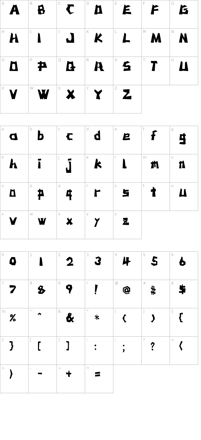 MSTK Rufcut character map