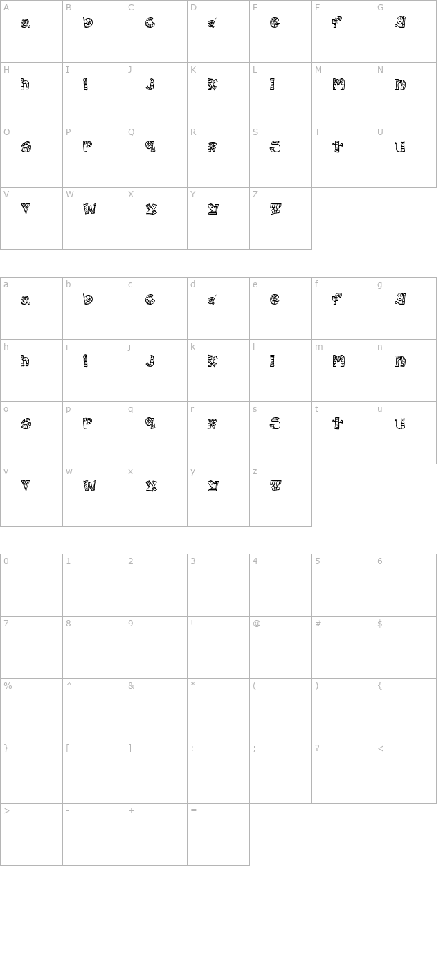 MTF Scribblie character map