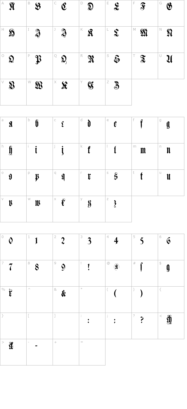 muenchner-fraktur character map