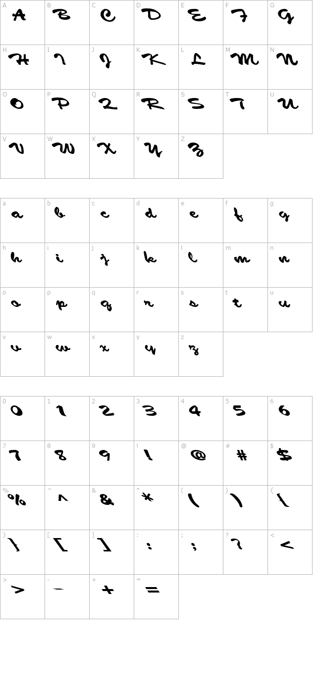 multiscript-bold character map