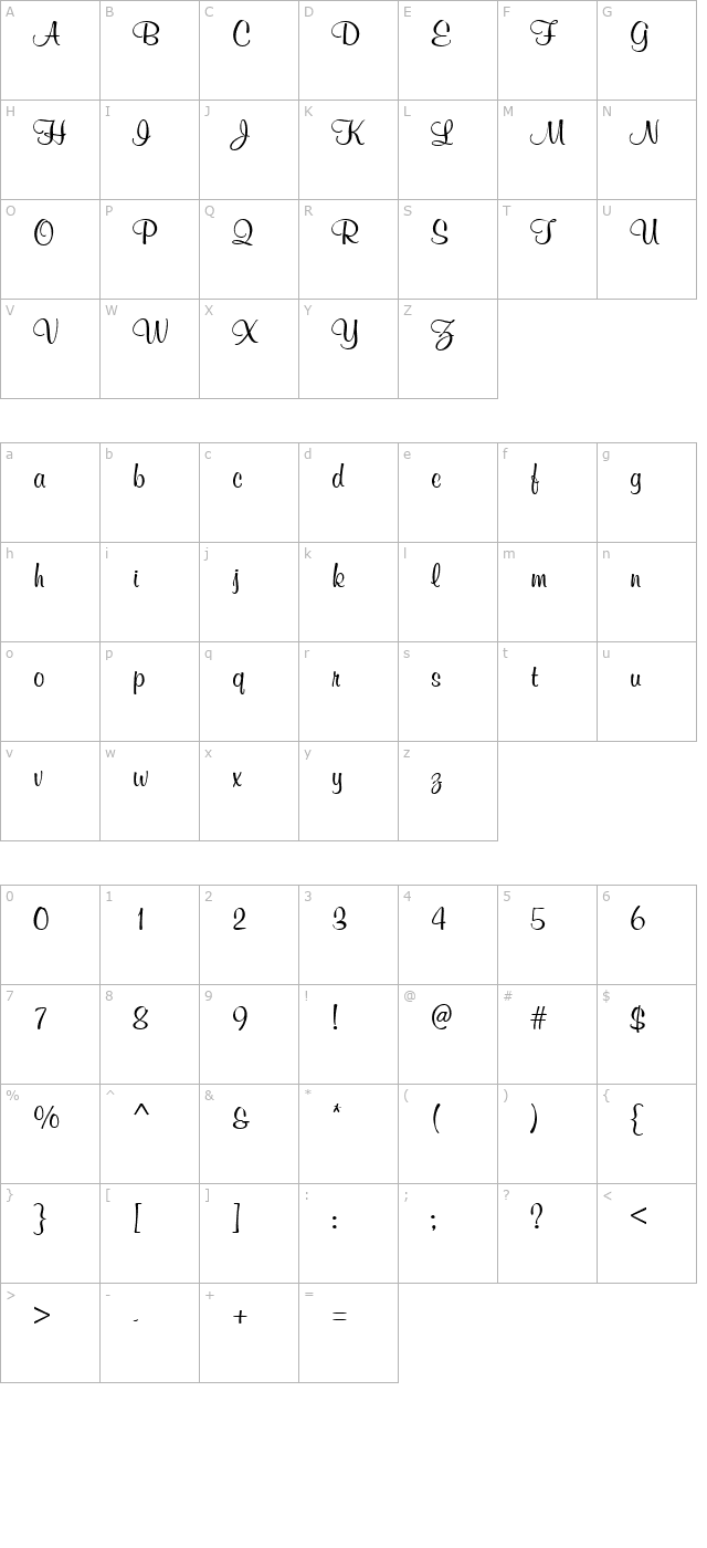 murphyscript-regular character map