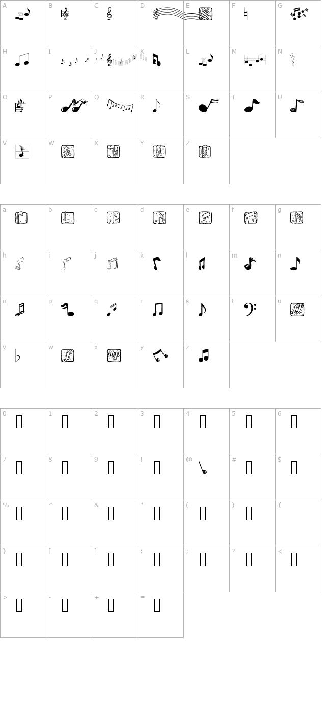 Music Elements character map