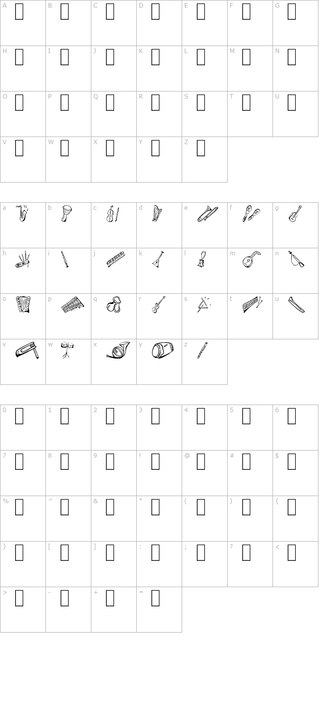 music-for-a-while character map