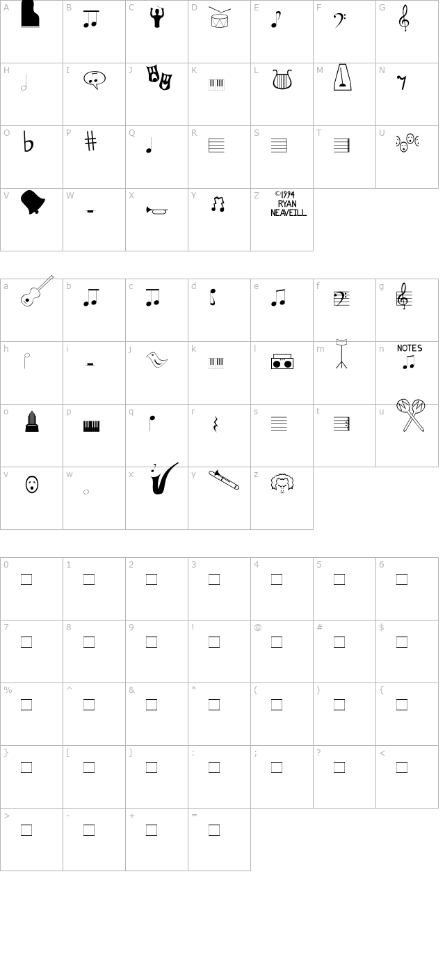 Music Fun character map