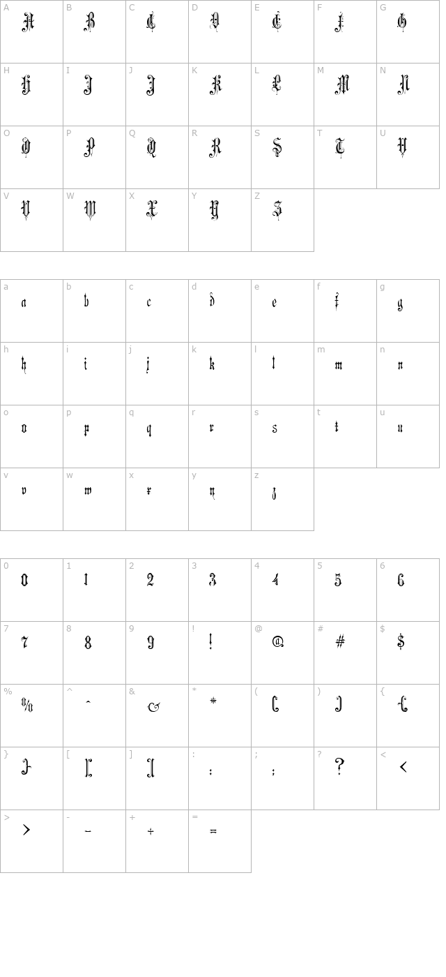 Music Hall Regular character map