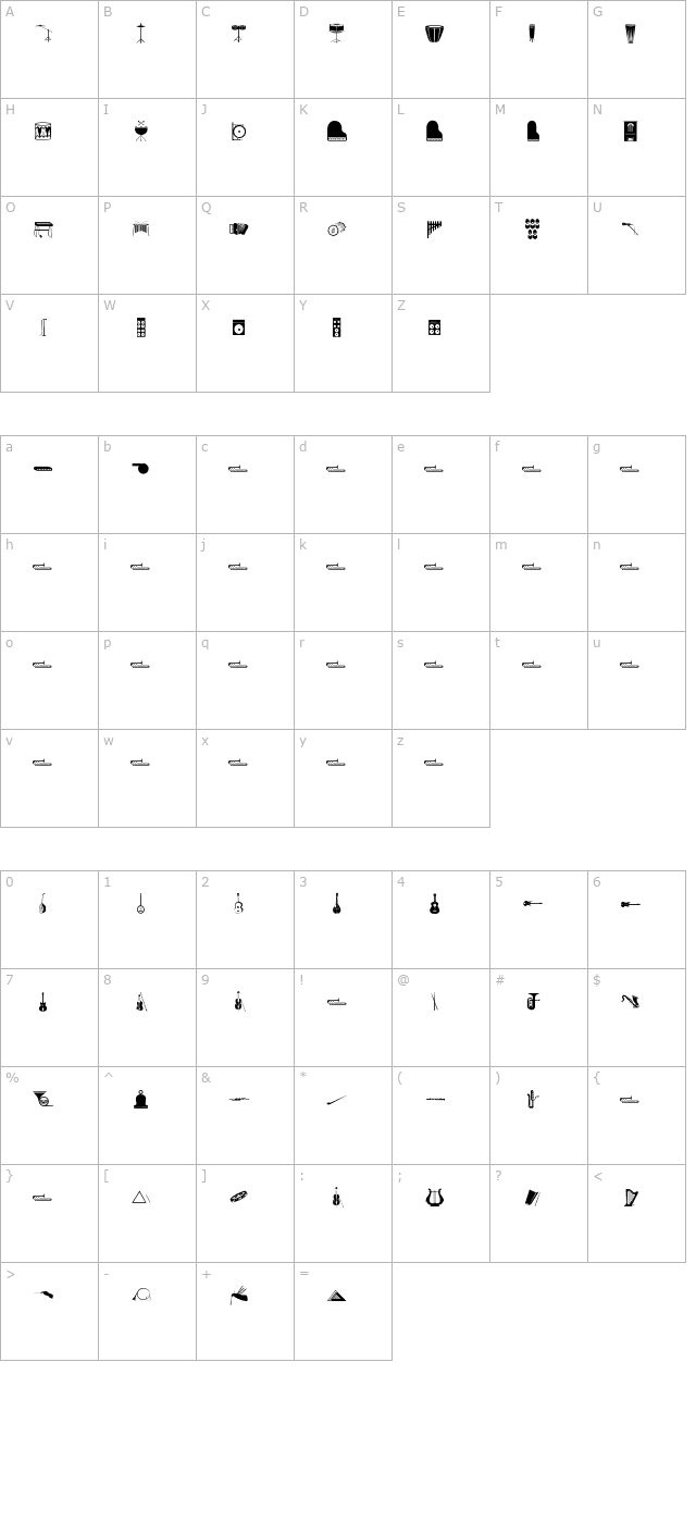 Music character map