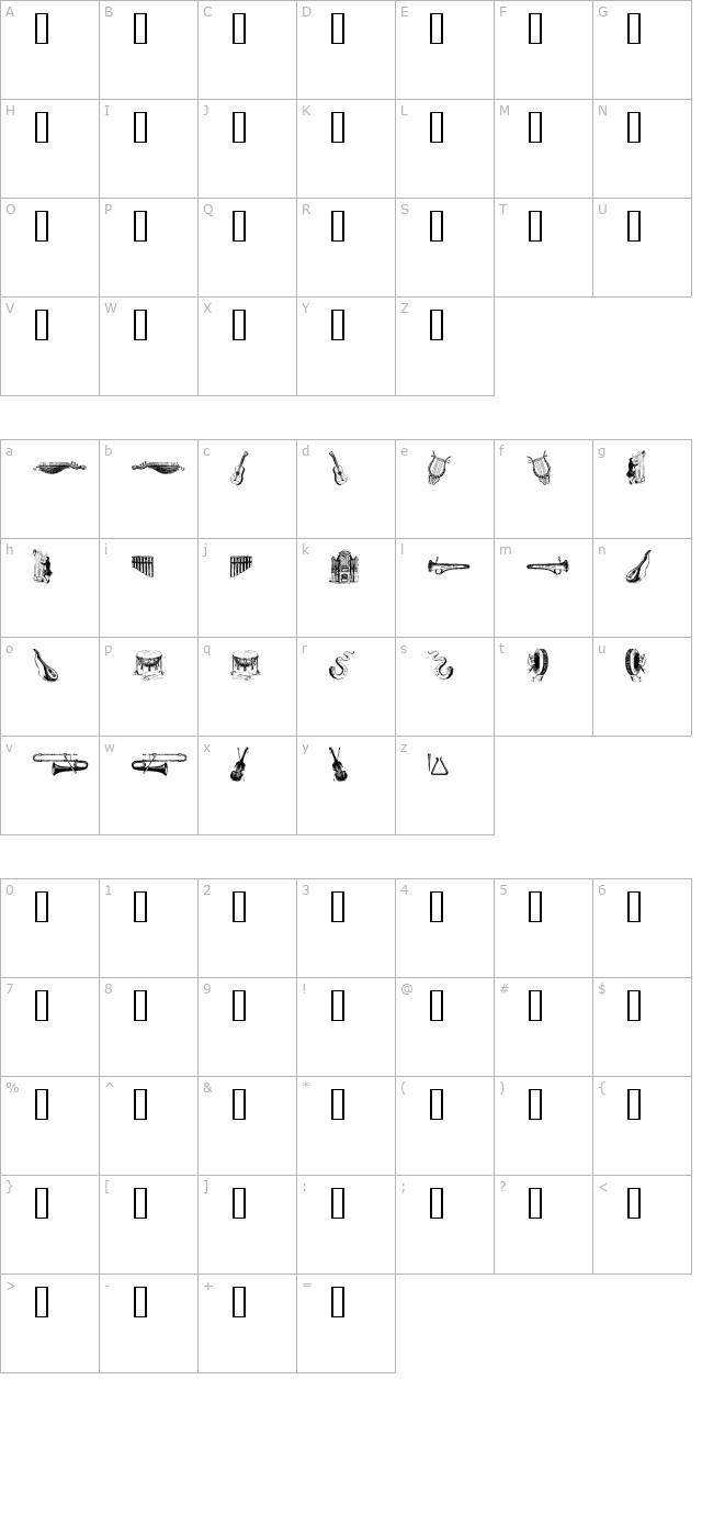 musical instruments, 3rd chair character map