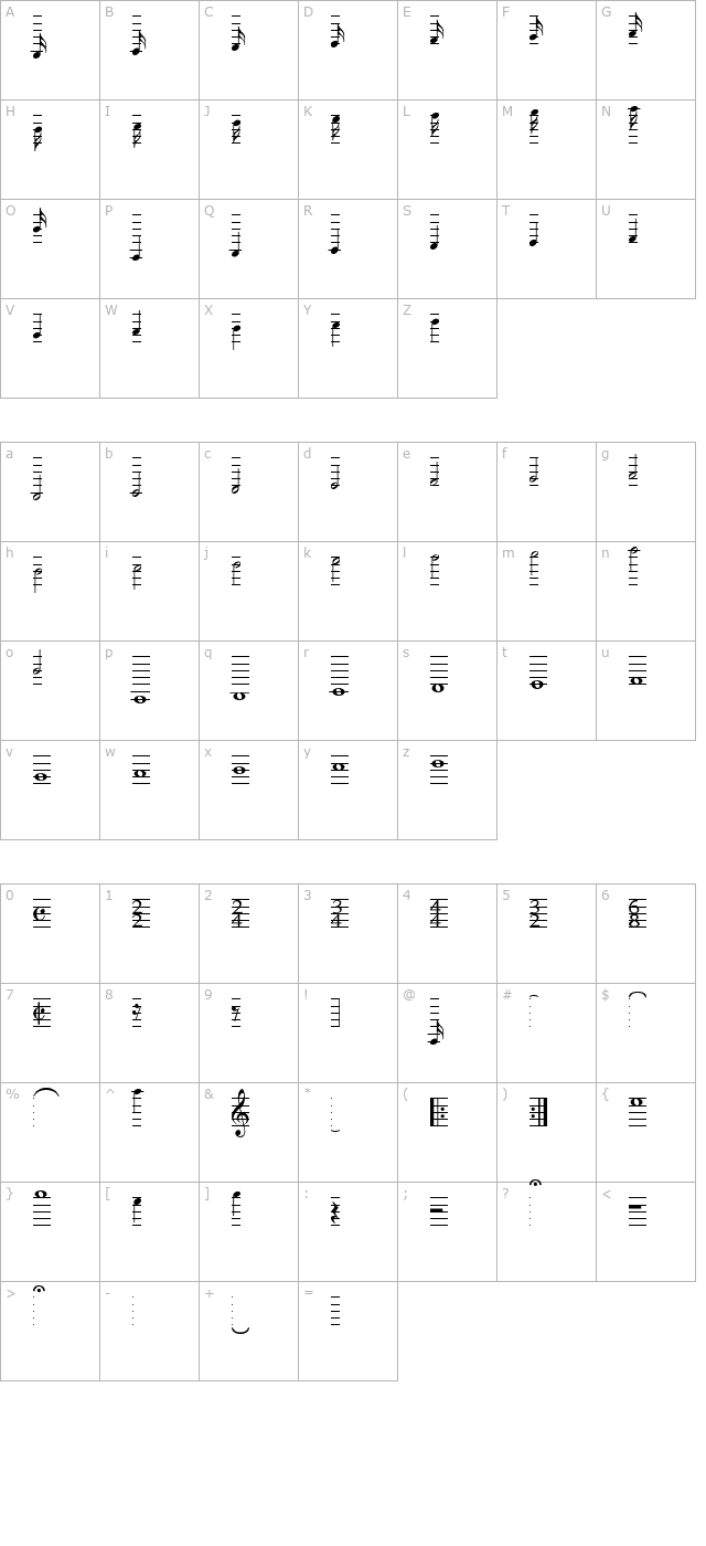 MusiQwikB character map