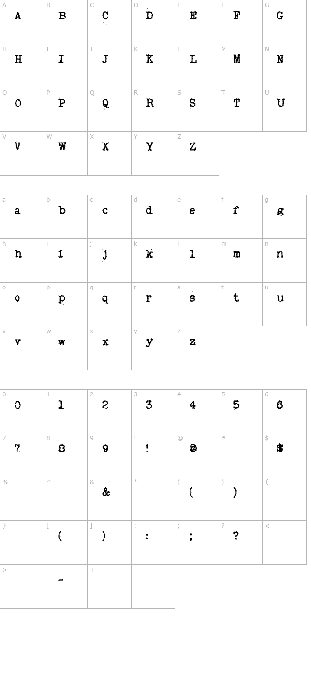 my-old-remington character map