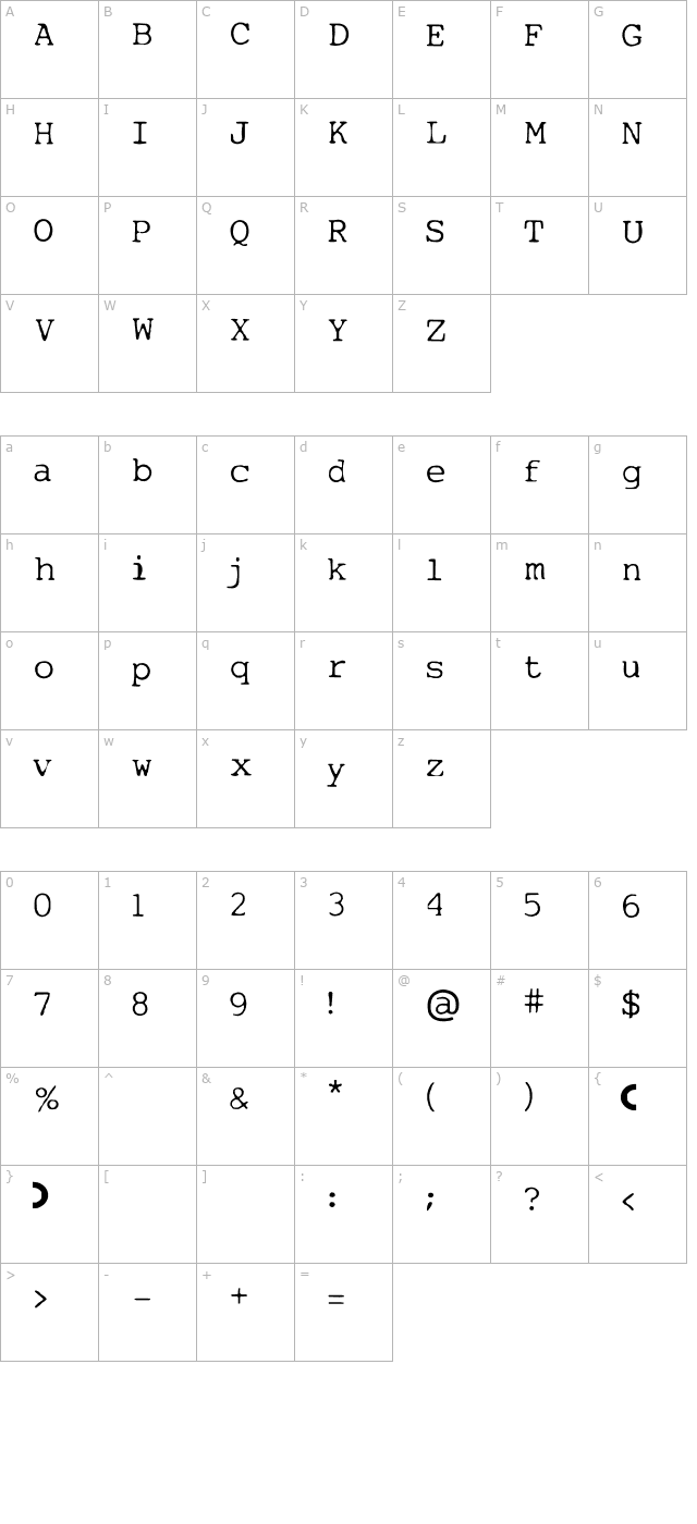 my-type-of-font character map