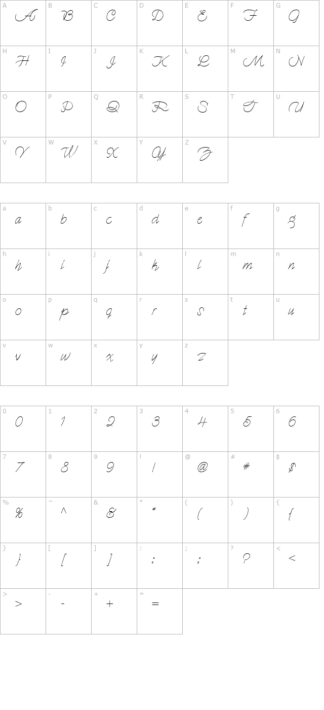 MyDearWatsonNF Medium character map