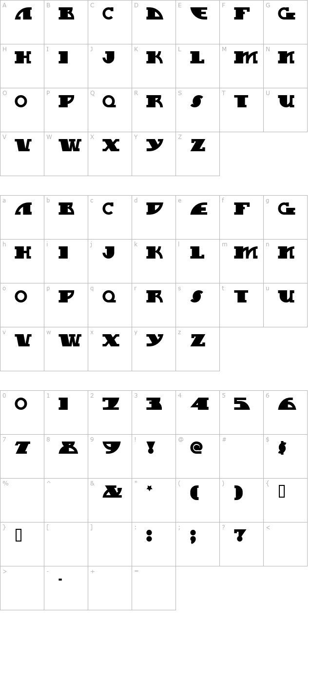 mygalswoopy-nf character map