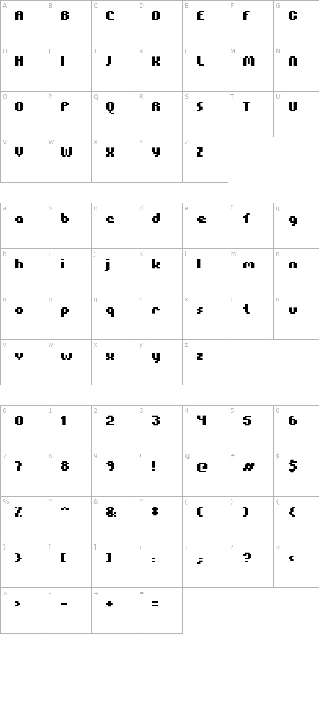 myopic-bold character map