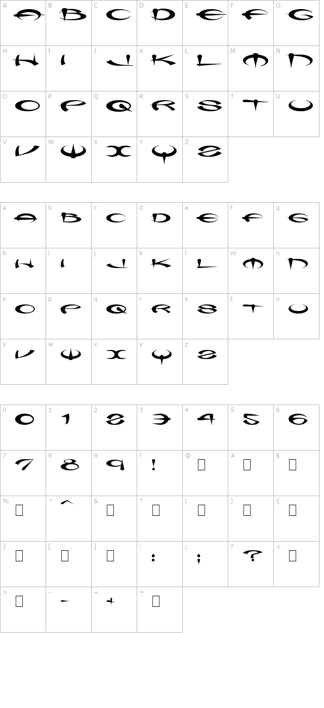 Myque Rounded character map