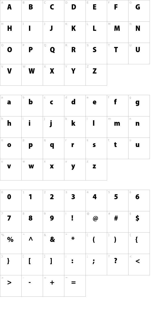 myriadpro-blacksemicn character map