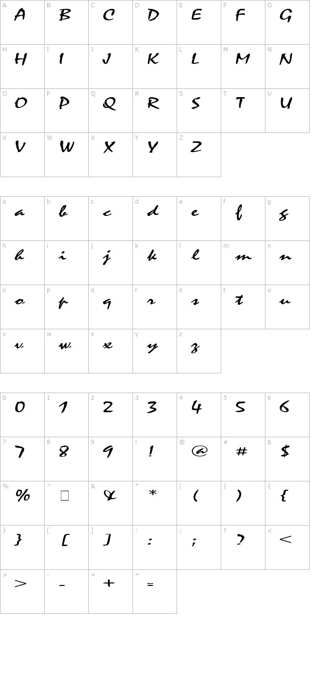 Mystic Extended Normal character map