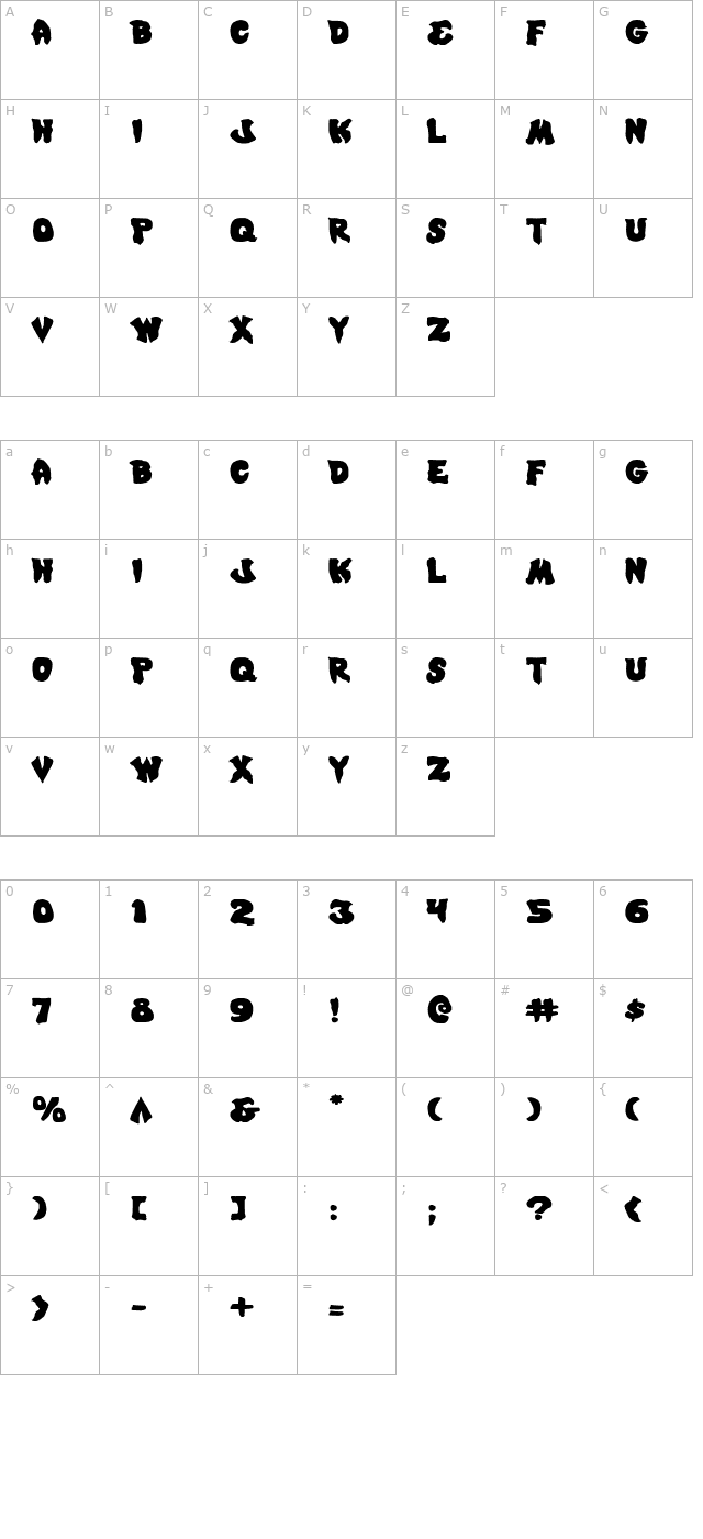 Mystic Singler Expanded character map