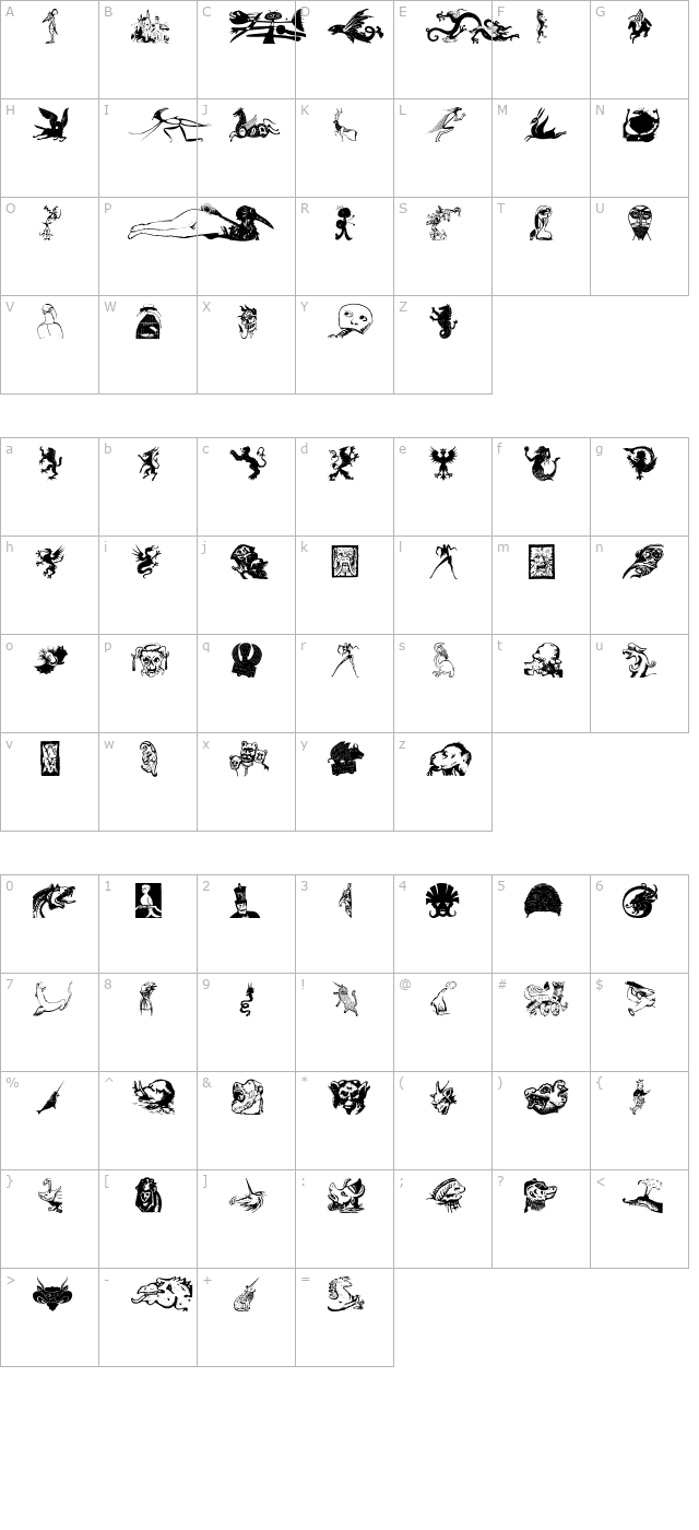 mythologicals-one character map