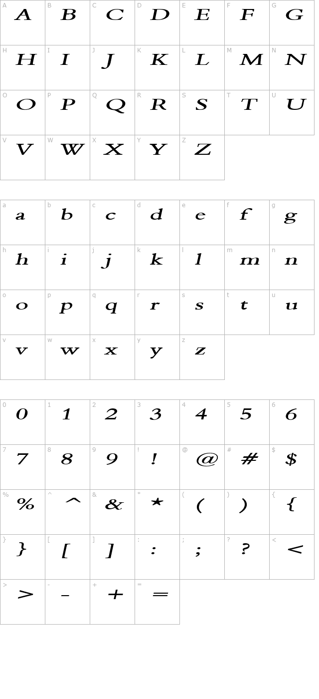 nadine-2-extended-bolditalic character map