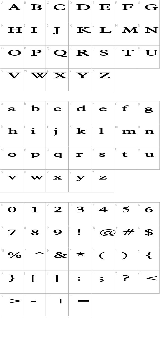 nadine-extended-bold character map