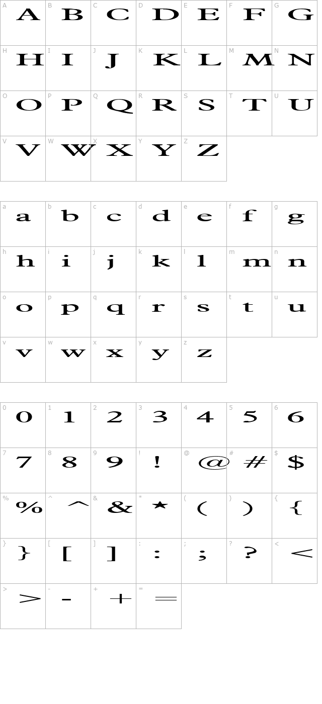 Nadine-Extended Normal character map