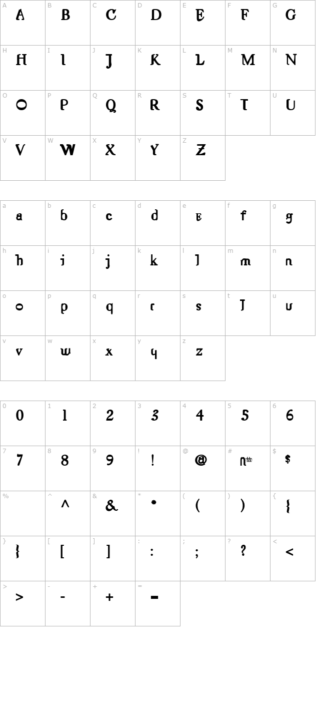 nameless-bold character map