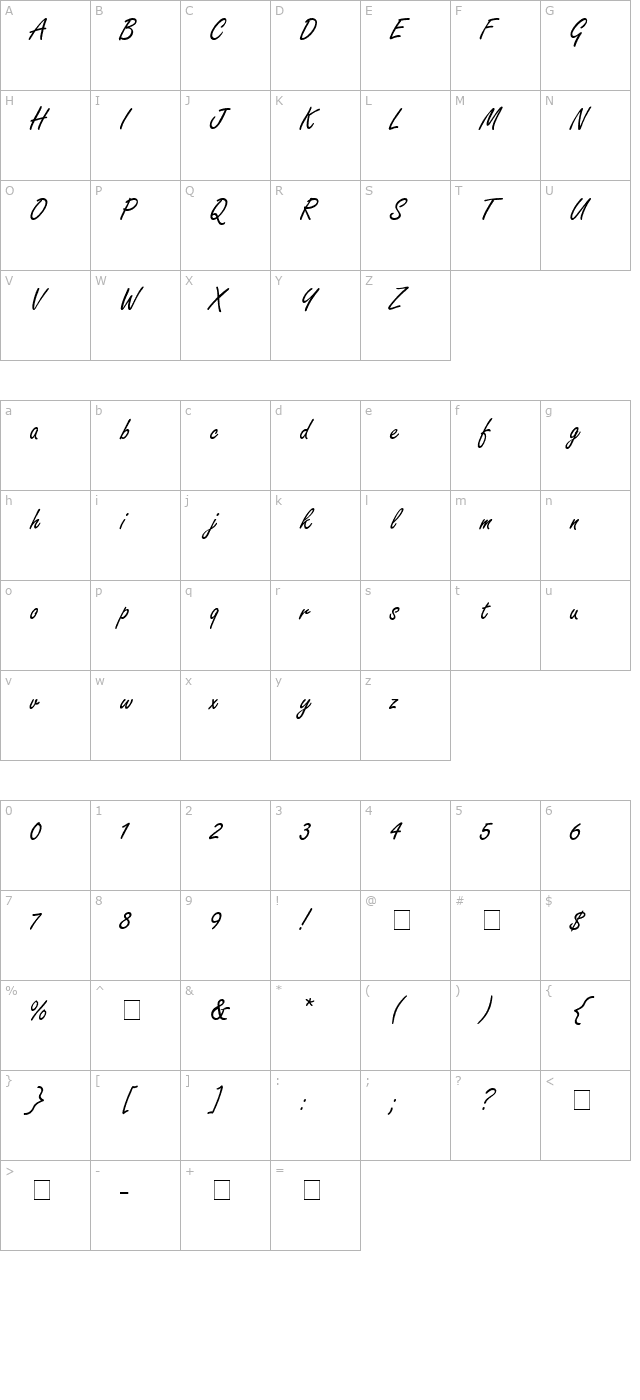 Nano Script SSi character map