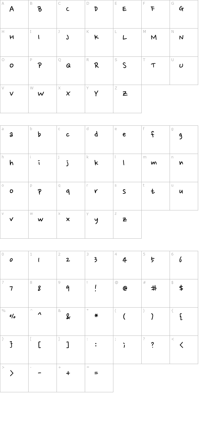 Nanum Pen character map