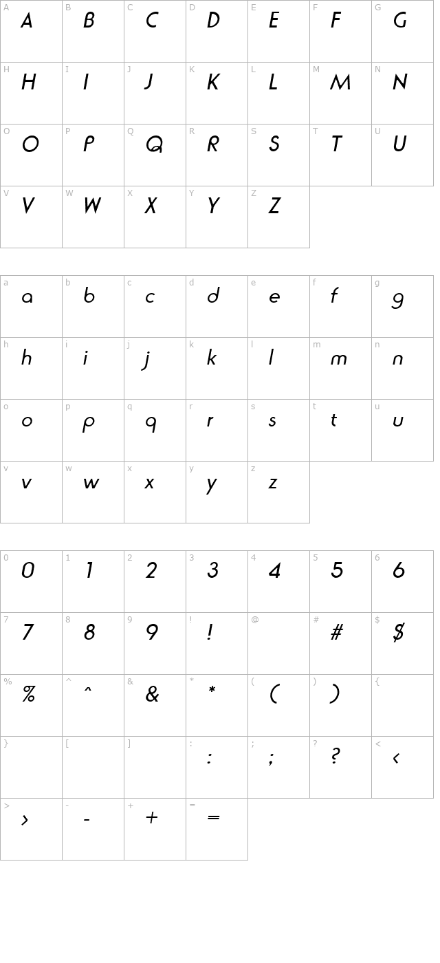 naomibecker-italic character map