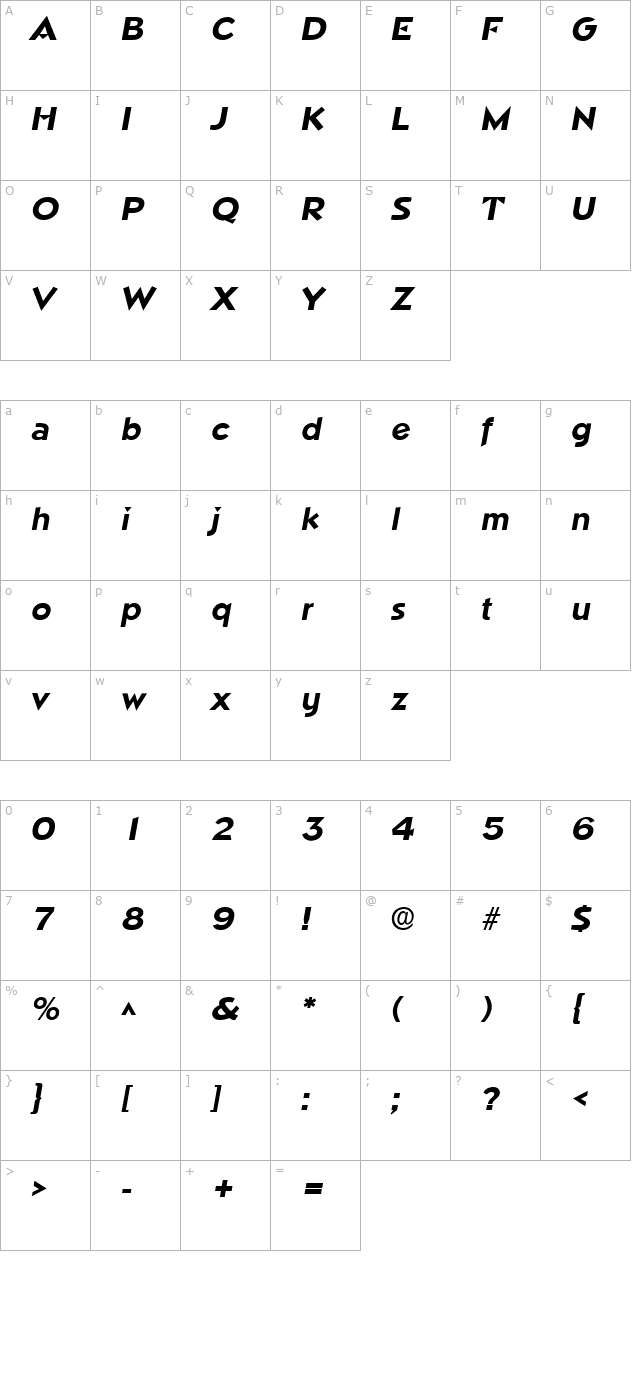 napa-sf-bold-italic character map