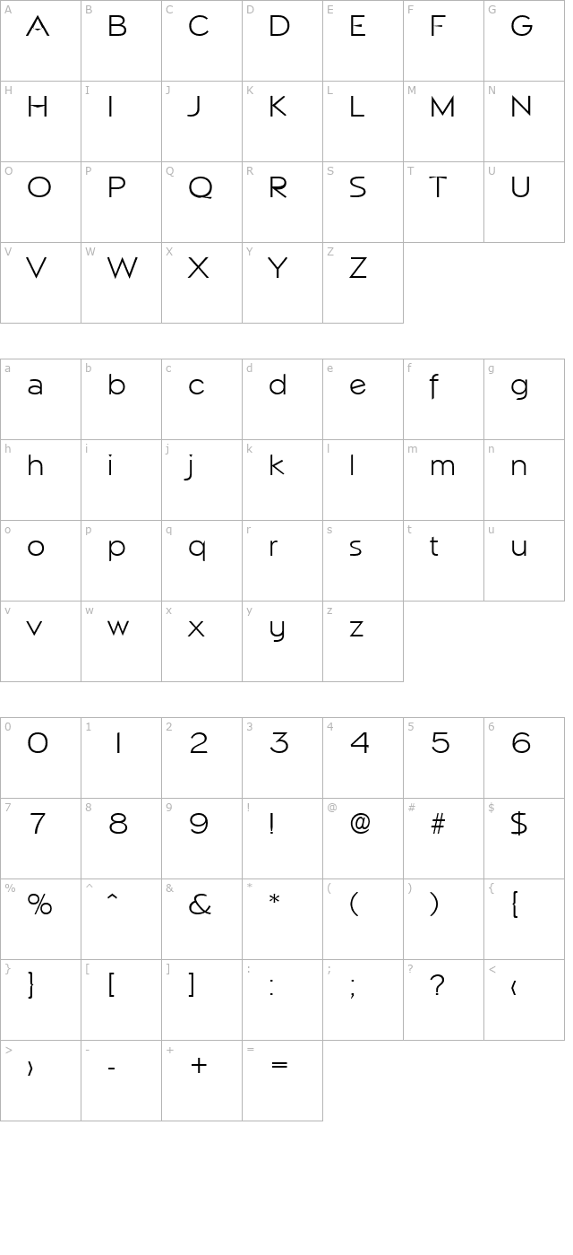 napoli-serial-light-regular character map