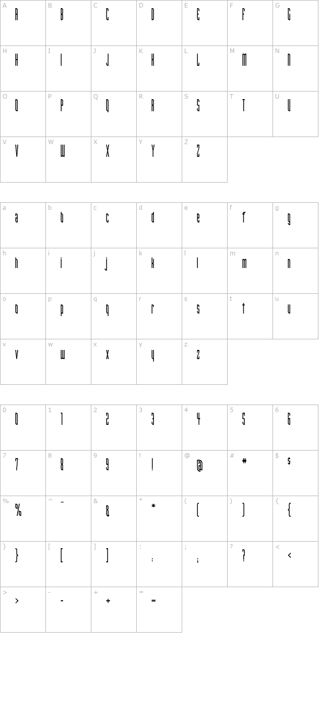 narrowband-prime-icg character map