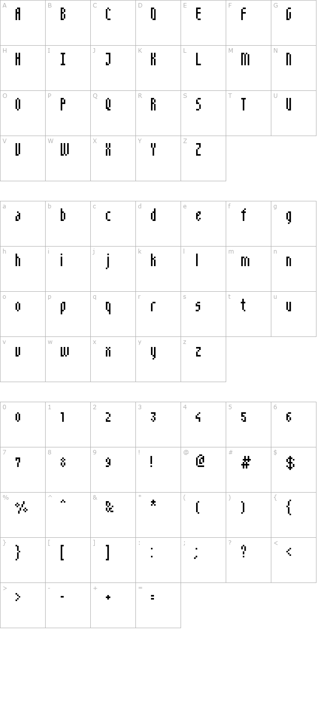 NarrowPix character map