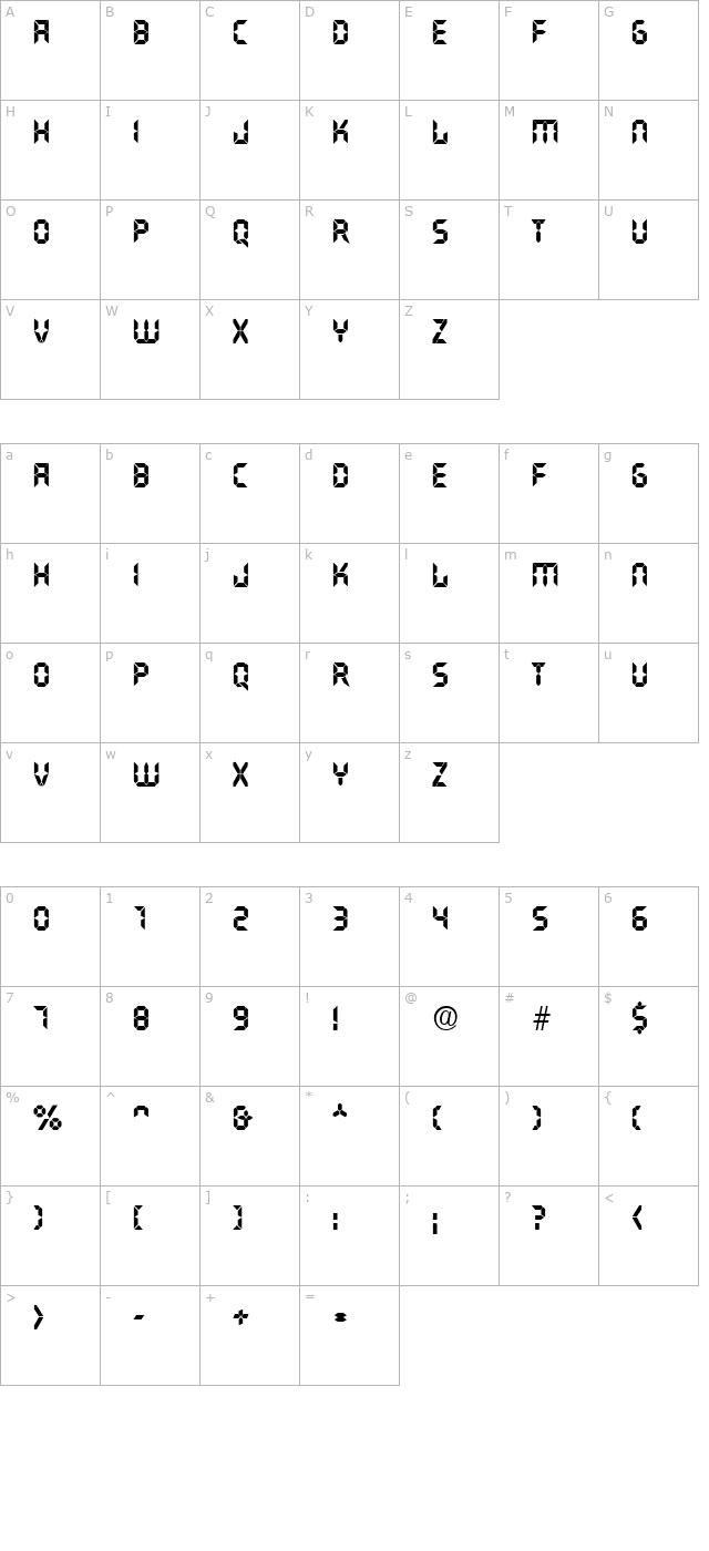 Nasa Display character map