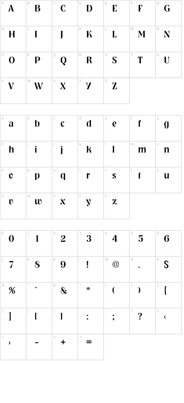 nashville-medium character map