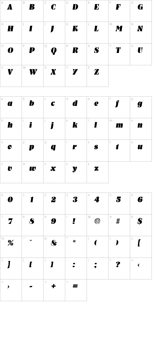 Nashville-Serial-Heavy-RegularItalic character map