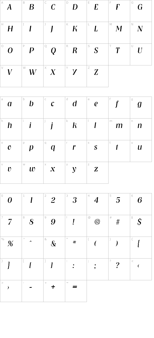 nashville-serial-regularitalic character map