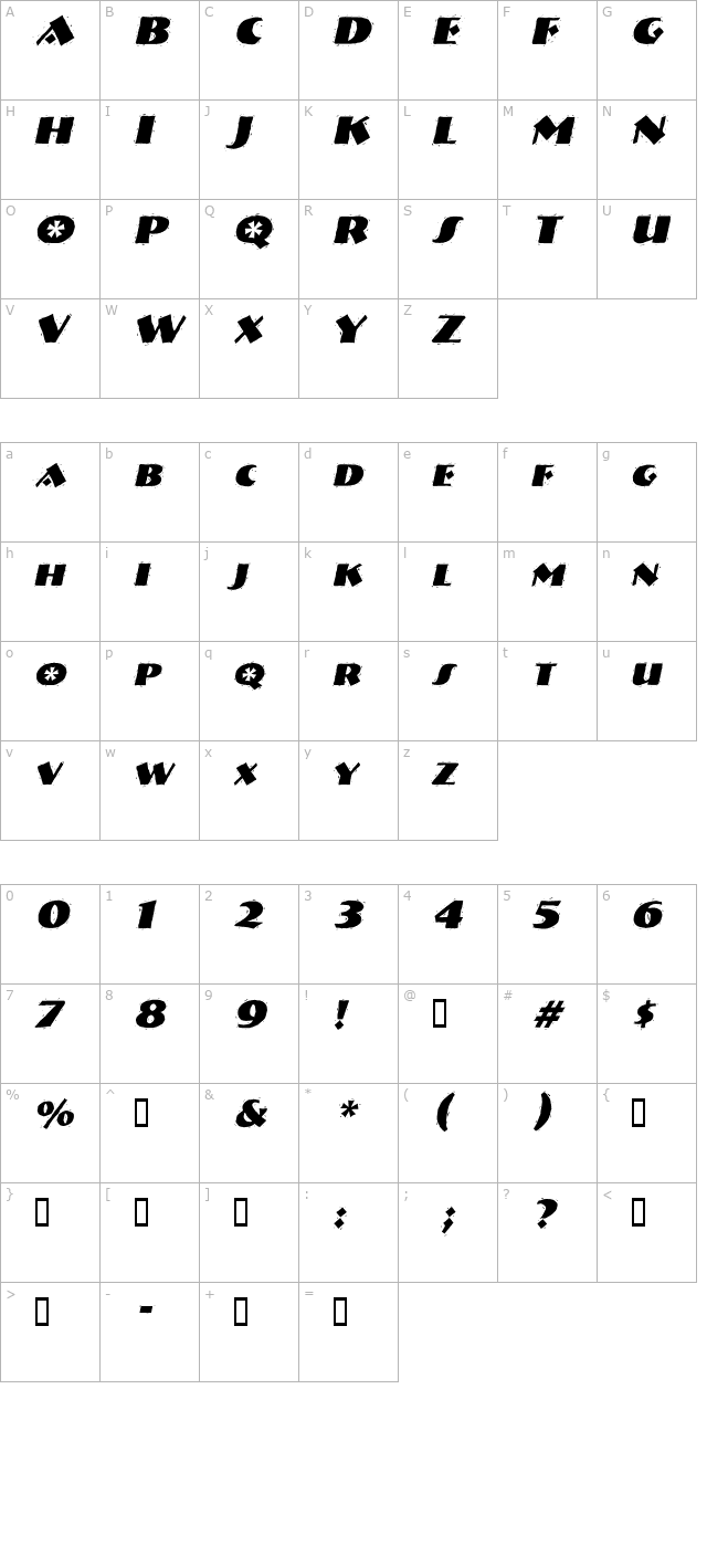 Natividad Italic character map